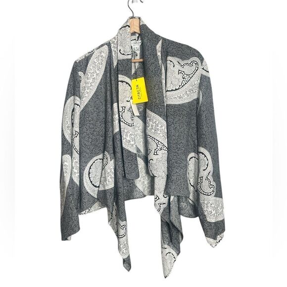 Citron Santa Monica silk open blouse size 1X paisley floral draped artsy artist - Picture 1 of 10